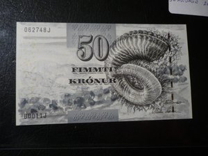 2001年 法罗群岛 老版 50克朗 纸币 全新原票
