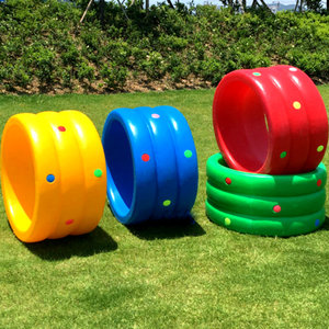 早教儿童感统大滚圈玩具教具三环塑料大滚圆动物熊猫玩具滚筒钻洞