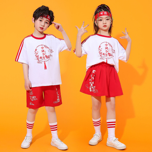 中国少年郎演出服男童六一儿童表演服装女幼儿园中国风舞蹈服套装