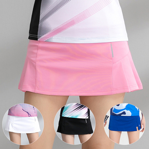 羽毛球服裙子半身裙女运动短裙速干网球百褶裙粉色裙裤假两件裙子