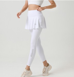 时尚假两件速干透气瑜伽裙裤高腰收腹健身跑步运动紧身九分裤显瘦