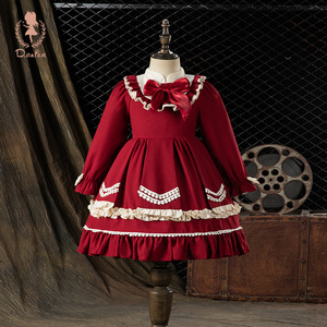 丹比奇尔原创 女童洛丽塔公主裙秋冬新款红色加绒新年装儿童裙子