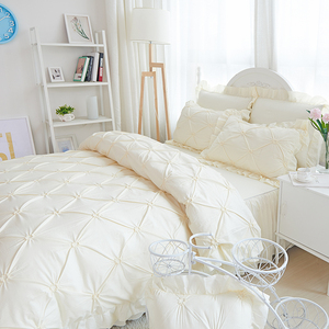 欧式高端白色纯棉床上四件套100全棉公主风床裙夏季床单被套床品4