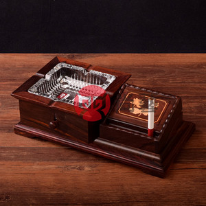 实木烟灰缸木质中式红木办公室木制木头创意个性复古大号弹跳烟盒