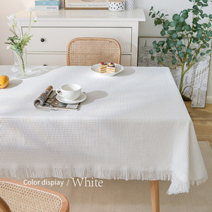 北欧清新棉麻桌布轻奢高级感网红爆款布艺圆桌子正方长方白色拍照