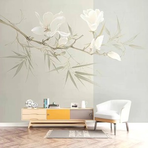 新中式花朵墙布简约壁布客厅卧室床头电视背景墙壁纸沙发高端墙纸