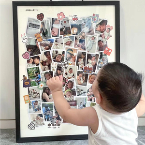 情侣宝宝周岁礼物DIY百张照片拼图手工立体纪念相册墙实木大相框