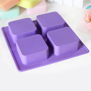 钦田 DIY手工皂模具 四孔方格模 硅胶蛋糕烘焙模具 矽胶模 蜡烛模