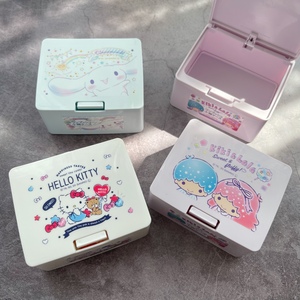 【现货】可爱日本新款双子星kitty玉桂狗按键式饰品带盖收纳盒