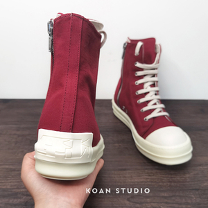 KOAN 精工自制新款红色小斜纹布高帮后跟贴标TPU厚底男女情侣鞋