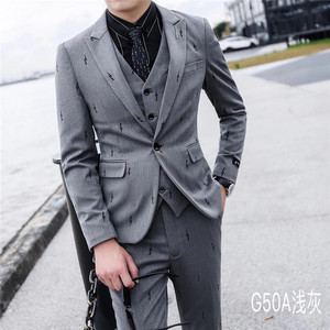 韩国西服男套装韩版修身帅气英伦休闲网红小西装外套发型师三件套
