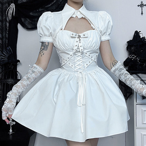 白色哥特lolita女仆连衣裙套装cosplay女装亚文化罩衫洛丽塔亚裙
