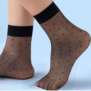 透明脚尖黑色黑点点丝袜亲肤丝滑水晶袜子女防勾丝夏季短筒钢丝袜