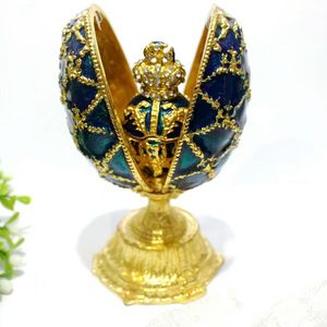 合金工艺品俄罗斯彩蛋可打开的鸡蛋首饰盒家居摆件饰品复活节欧式