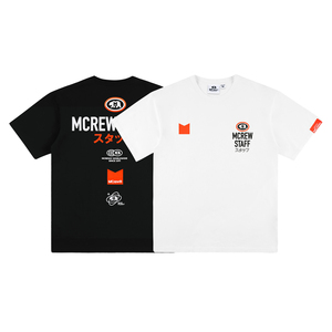 MCrew CABEAR系列TOKYO东京STAFF印花白色黑色纯棉圆领短袖T恤