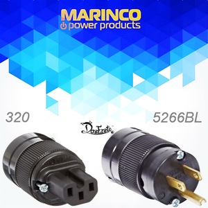 进口Marinco 马莲高级美标电源插头IEC插尾5266BL 320I超瓦特HIFI