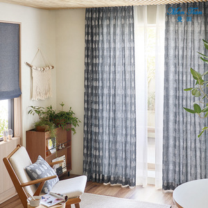曼田2022新款日本进口卡通猫咪图卧室客厅日式半遮光定型窗帘褶皱