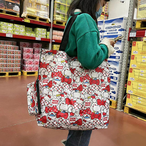 大容量卡通拉链旅行手提袋折叠超市购物袋单肩包便携式防水礼品袋