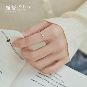 猫蛰S925纯银开口食指戒指女小众设计时尚轻奢高级感方形单身个性