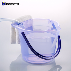 日本进口inomata透明水桶家用清洁手提带刻度带扣塑料水桶 晒水桶