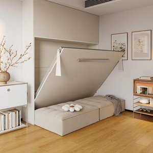 侧翻隐形床壁床衣柜一体小户型客厅带沙发墨菲床翻折叠板床多功能