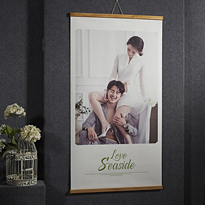 实木儿童写真结婚海报酒店照片企业宣传定制挂轴制作影楼挂画卷轴