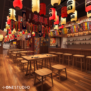 日式居酒屋日料店餐饮餐厅室内空间装饰设计商业装修工装效果图