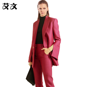 高端私人定制女王范女装气质欧美时尚端庄大气西瓜红两件套装V019