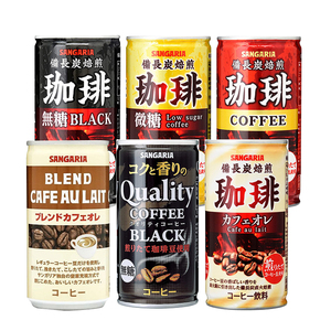 日本进口SANGARIA备长碳焙煎无糖黑咖啡即饮微糖饮料易拉罐装185g