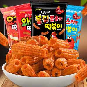 韩国进口零食YEM火鸡辣味炒年糕条空心脆打糕条休闲膨化食品110g