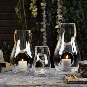 蜡烛台摆件欧式蜡烛杯家用玻璃小灯笼浪漫烛光晚餐庭院防风装饰品
