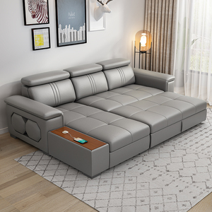 爱森堡达芬帝真皮沙发床两用折叠客厅小户型多功能伸床2023年新款