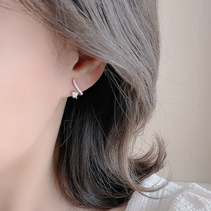 爱心双层水钻耳环s925纯银桃心形耳饰小众设计感耳圈高级耳钉女士