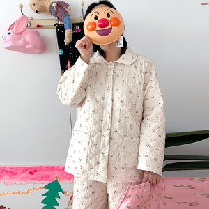 fafamarket韩国进口睡衣加厚套装温暖居家服冬季女长袖花卉印花