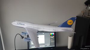 1:90汉莎747纸模型Boeing客机飞机Lufthansa航空涂装