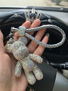 贴钻熊创意可爱汽车钥匙扣女镶钻暴力熊车要事链钥匙链包包挂件