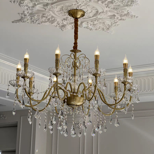 复古法式蜡烛灯客厅欧式餐厅别墅网红中古珍珠卧室美式水晶吊灯