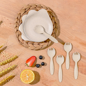 食客工具一次性餐盘秸秆生日蛋糕刀叉盘子套装加厚食品级小麦餐具