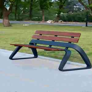 不锈钢公园椅户外长条椅庭院双人长条椅子室外防腐木塑木休闲座椅