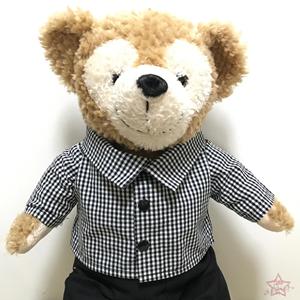 顽主创意手工毛绒玩具送女友泰迪熊公仔DUFFY熊服饰黑白格子衬衫