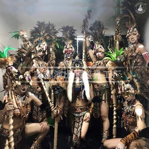 酒吧ds夜店非洲部落丛林派对印第安野人部落女gogo羽毛头饰演出服