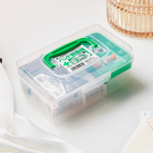 日本进口随身小药箱家用多功能透明塑料药物收纳盒迷你便携式药盒