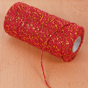 2mm手工编织彩色双色/纯色棉绳 DIY工艺礼品包装加金/银线棉绳