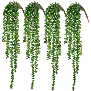 仿真绿植人造多肉5叉情人泪塑料植物悬挂假珍珠客厅花园装饰垂吊