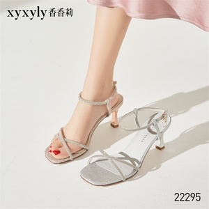 香香莉2023夏季新款欧美女鞋露趾高跟细跟性感百搭潮女凉鞋L22295