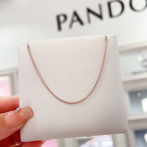 Pandora潘多拉正品基础链项链580413玫瑰金色百搭设计情侣礼物