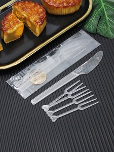 月饼刀叉一次性套装专用高端礼盒一刀四叉子单独包装切月饼的刀叉