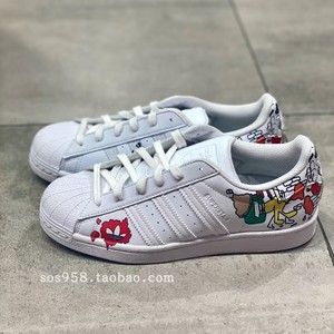 Adidas阿迪达斯三叶草 SUPERSTAR 漫画涂鸦男女贝壳头板鞋 GW5782