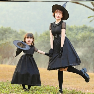 万圣节儿童服装魔法女巫裙女童巫婆亲子装幼儿园cos扮演服饰大人
