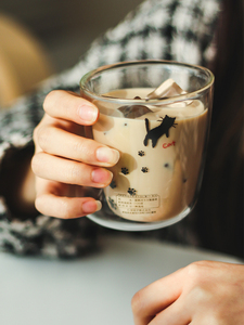日本aderia石塚硝子猫咪耐热双层玻璃杯水杯牛奶杯咖啡杯猫爪杯